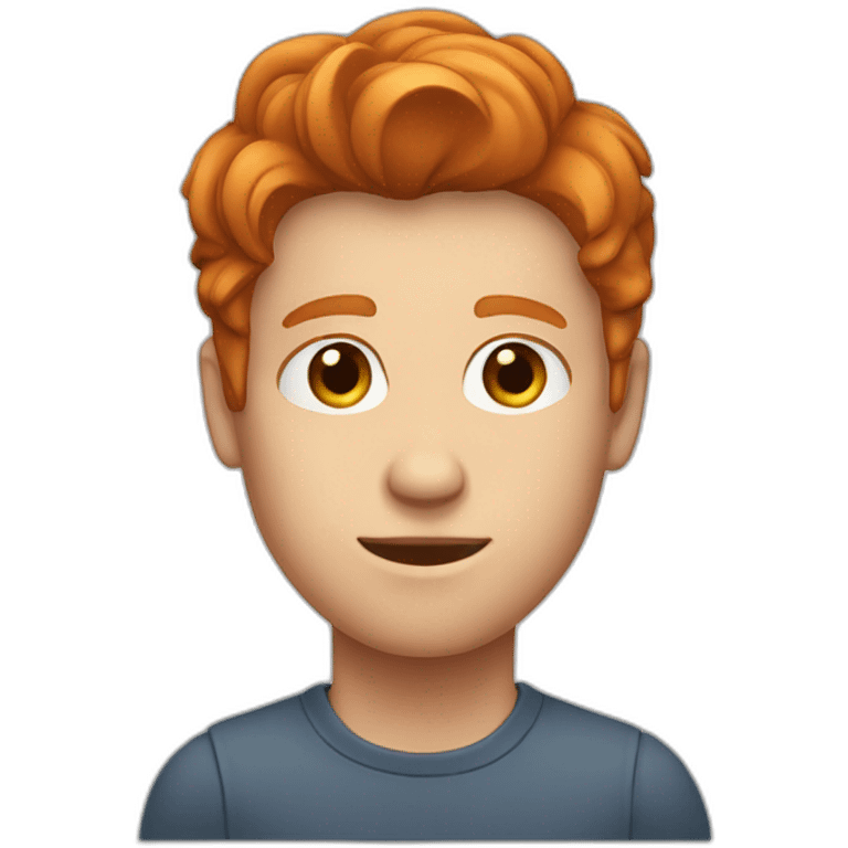 A young man with ginger hair with no beard with a long face emoji