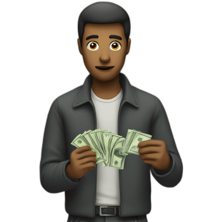 suspicious man holding money emoji