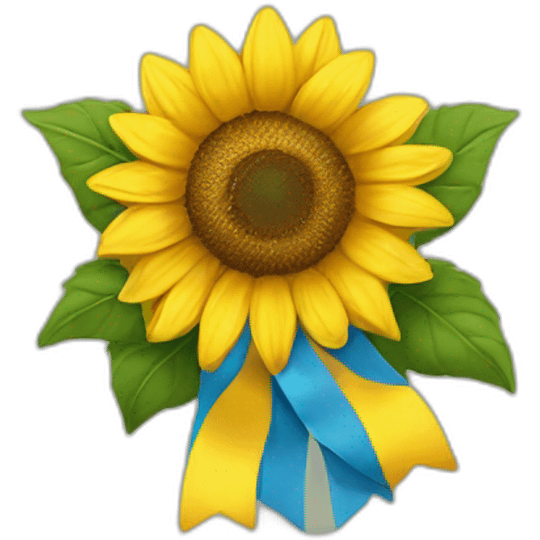 sunflower flowers tied with a yellow-blue ribbon emoji