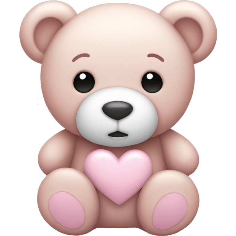 Light pink teddy bear with white heart emoji