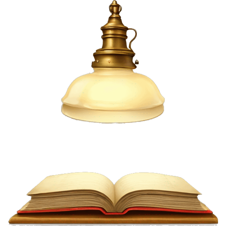 vintage lamp with open book emoji