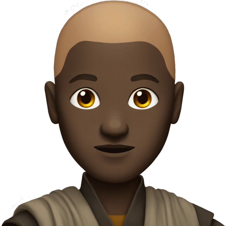 bald jedi with dark skin and light sabre emoji