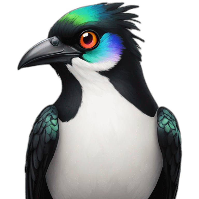 Magpie with rainbow eyes emoji