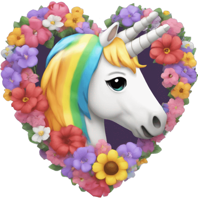 heart with flowers and rainbo ith unicorn emoji