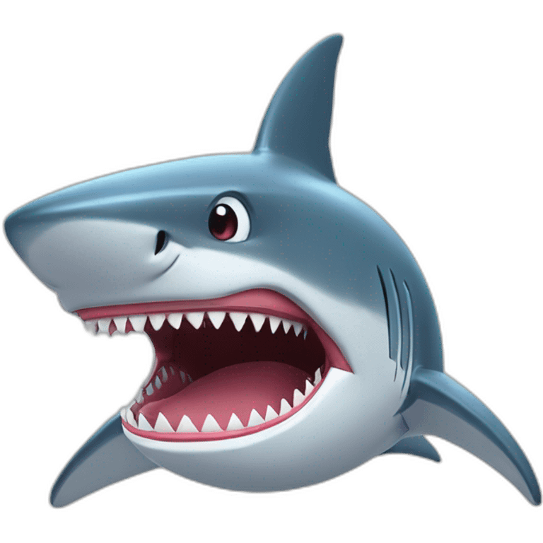 A shark with exaggerated large teeth, wearing a captain's hat. emoji