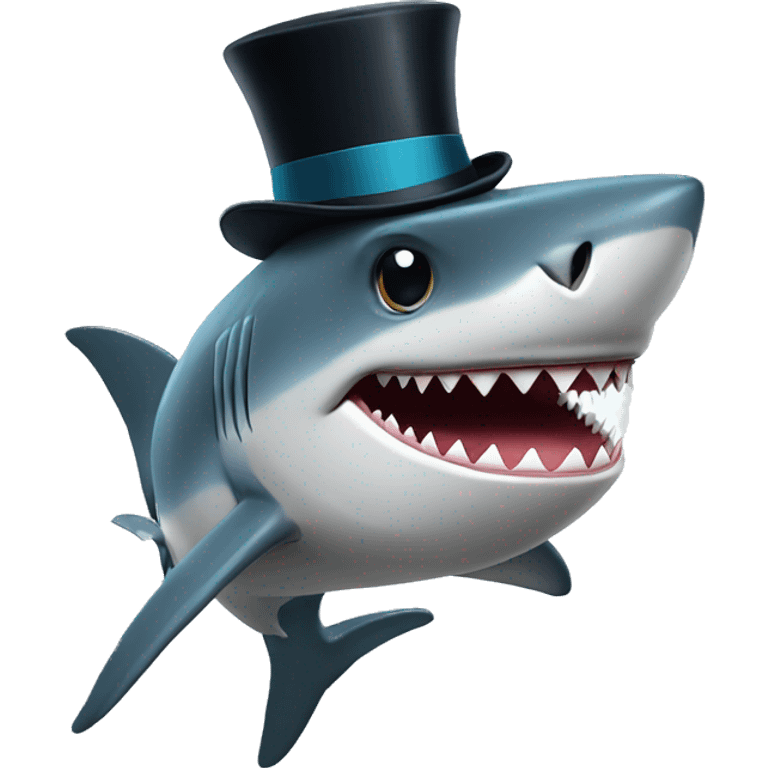 Shark with a top hat emoji