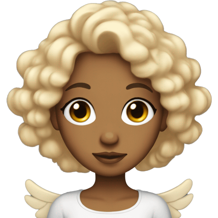 tan angel girl with black curls, long eyelashes  emoji