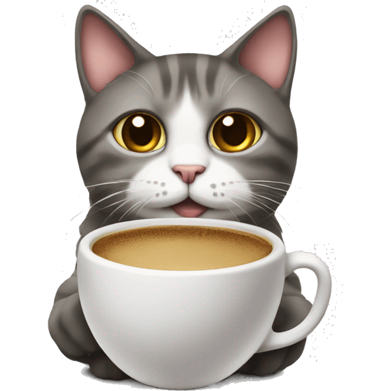 cat with coffee emoji