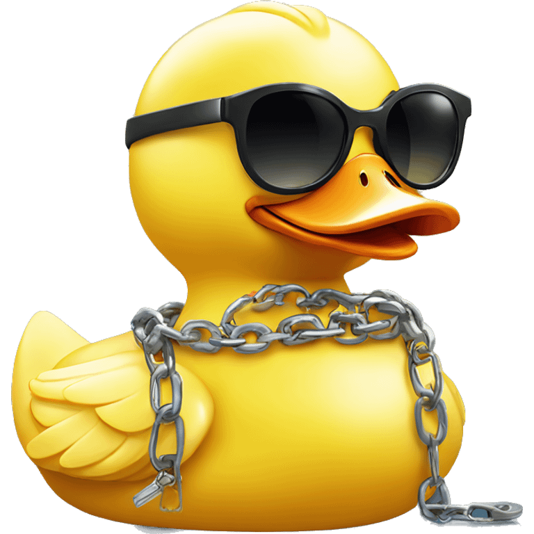 Yellow rubber duck with sunglasses and a chain round its neck emoji