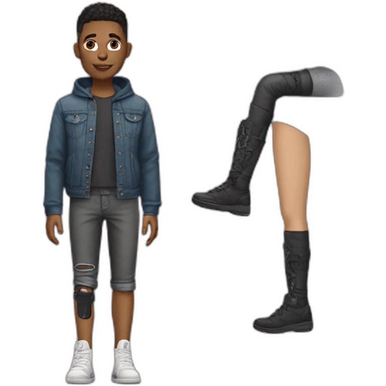 Person with prosthetic leg and trendy clothes  emoji