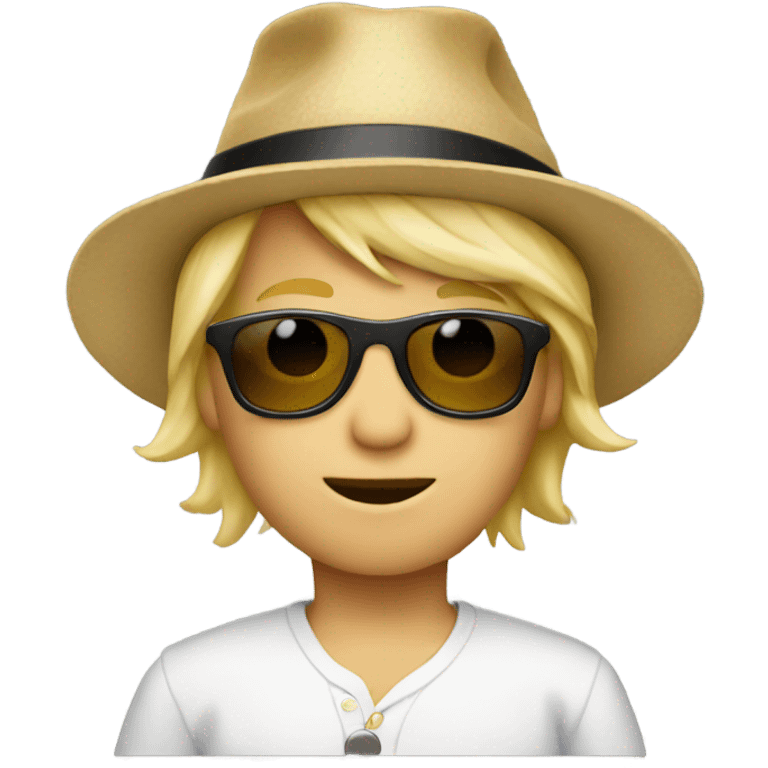 blonde boy with hat and sunglasses emoji