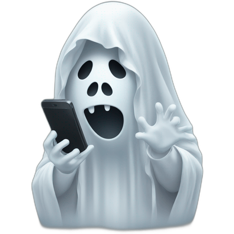 ghost with phone emoji