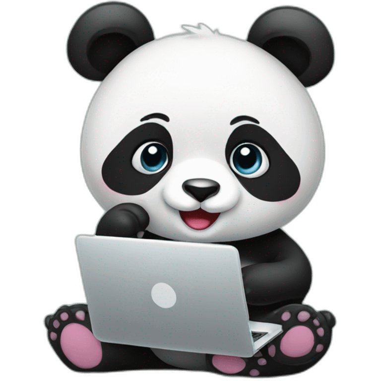 Cute Panda with laptop emoji