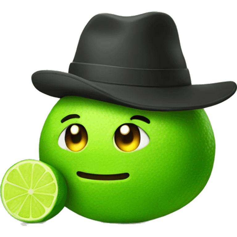 Lime with hat emoji