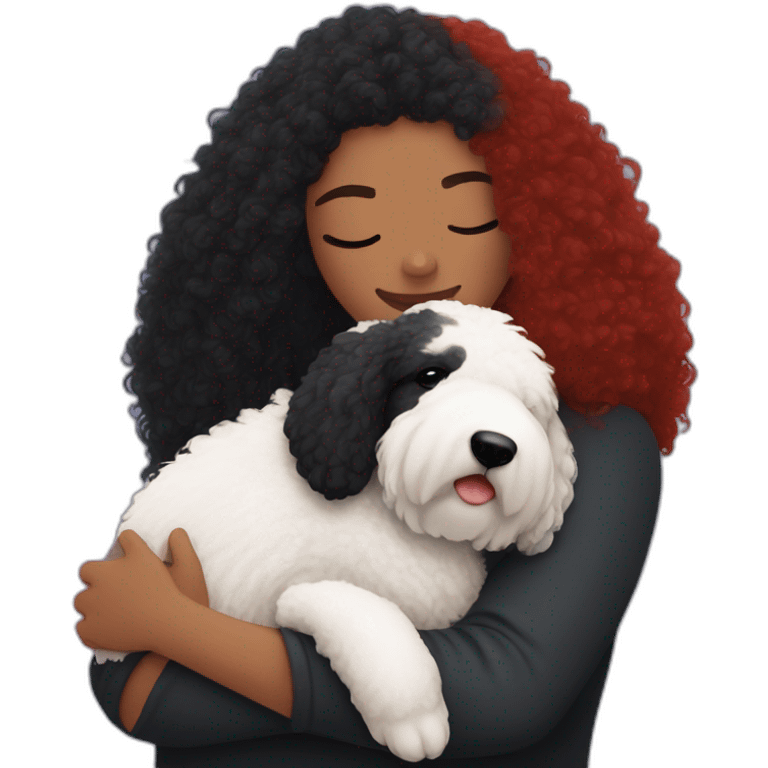 black-and-sheepadoodle-having-a-really-big-cuddle-with-lady-with-red-long-hair emoji