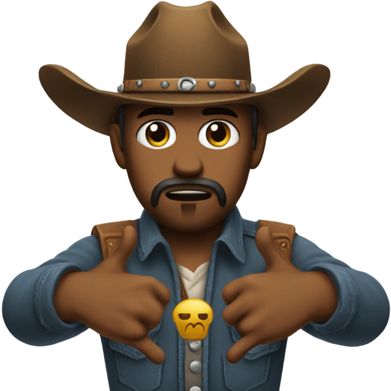 sad cowboy doing finger guns emoji