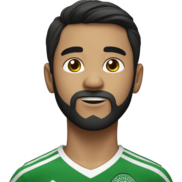 Boy dark hair with beard wearing Celtic shirt  emoji