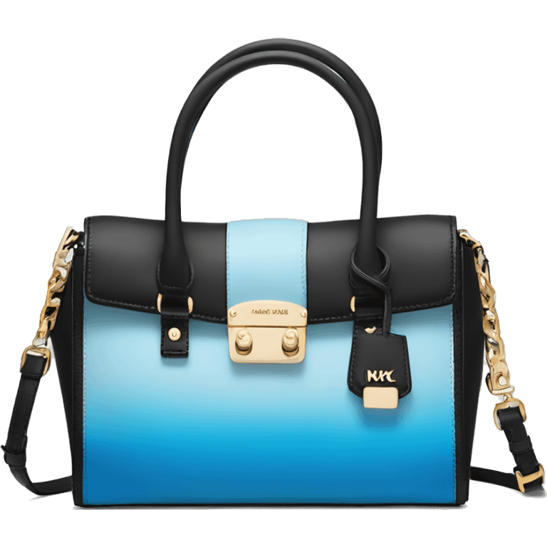 Realistic isolated white,sky blue,and black ombre Michael Kors satchel purse.  emoji