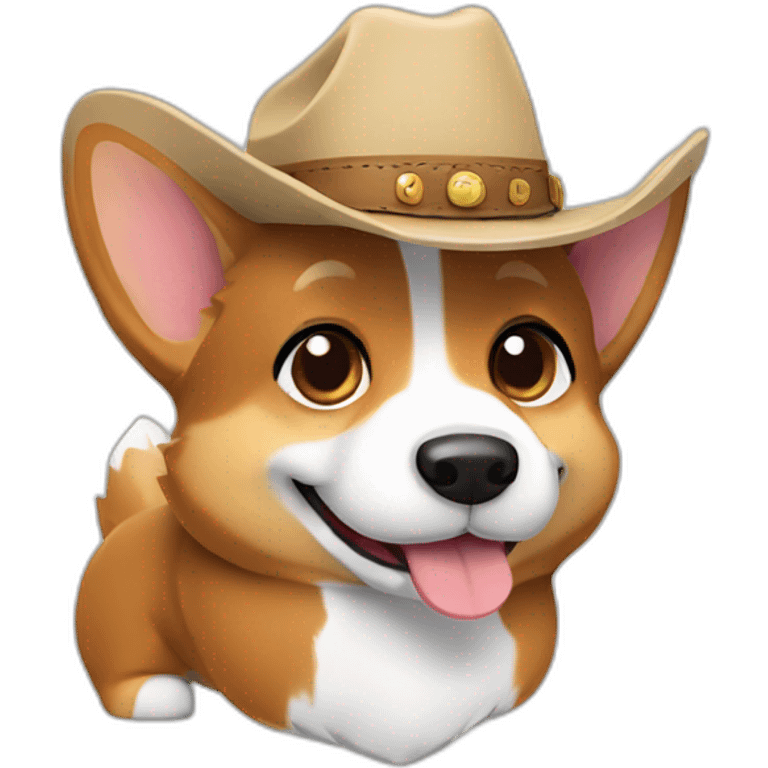  tricolor corgi wearing cowboy hat emoji