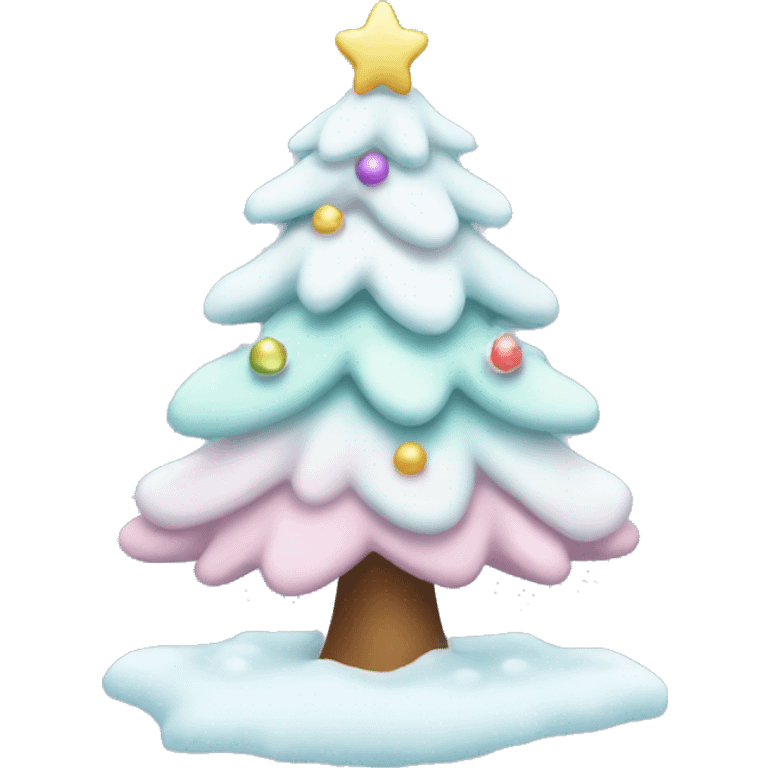 Cute pastel christmas tree covered in snow emoji