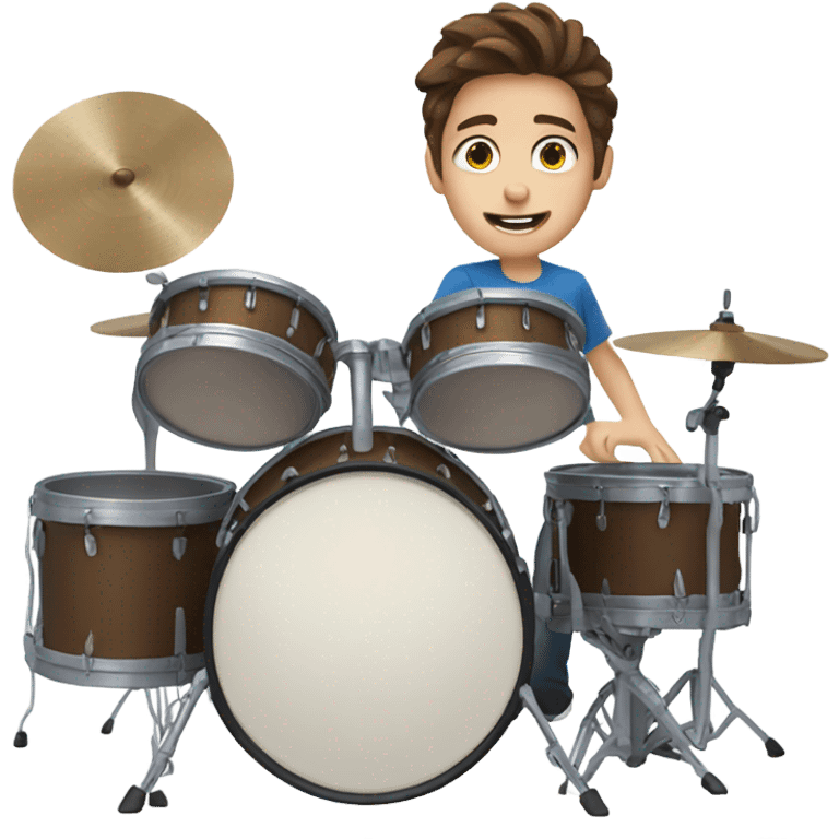 Boy with brown hair and blue eyes playing the drums emoji