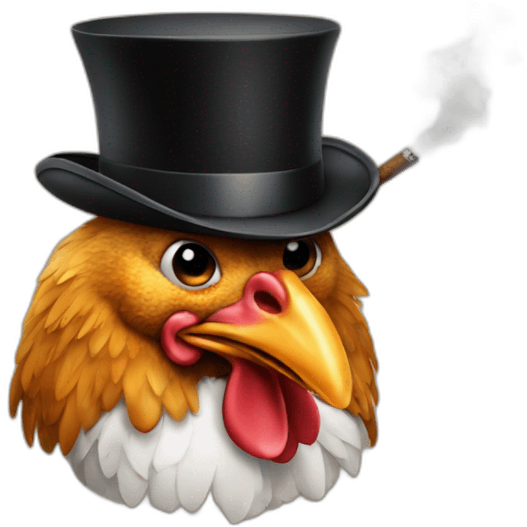 Chicken with a cigar and a top hat  emoji