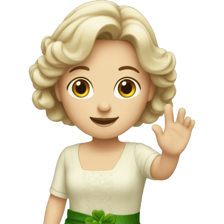 irish woman in dress waving emoji