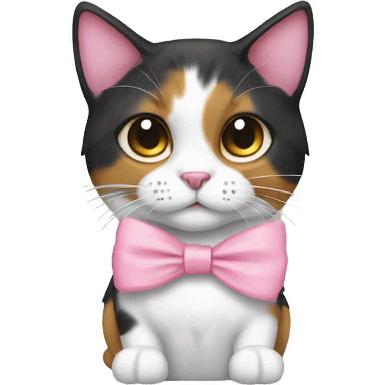 calico cat with pink bow emoji