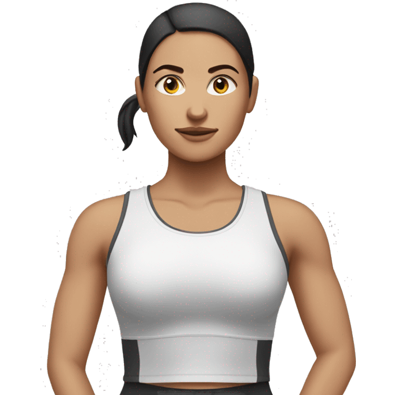 white female with dark hair in a ponytail in exercise clothes  emoji