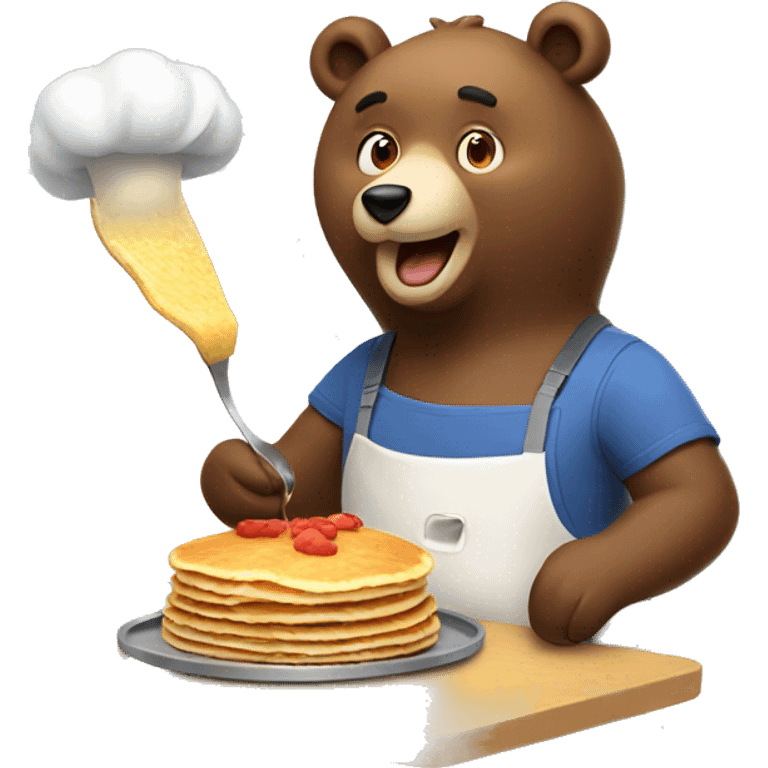 bear cooking pancakes emoji