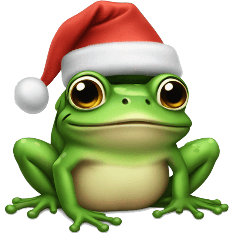 frog wearing christmas hat emoji