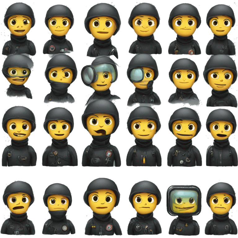 Technical deep sea diver in black suit emoji