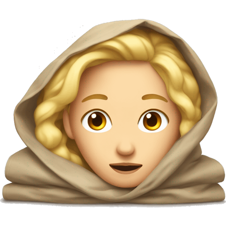 The blonde is lying under the blanket emoji