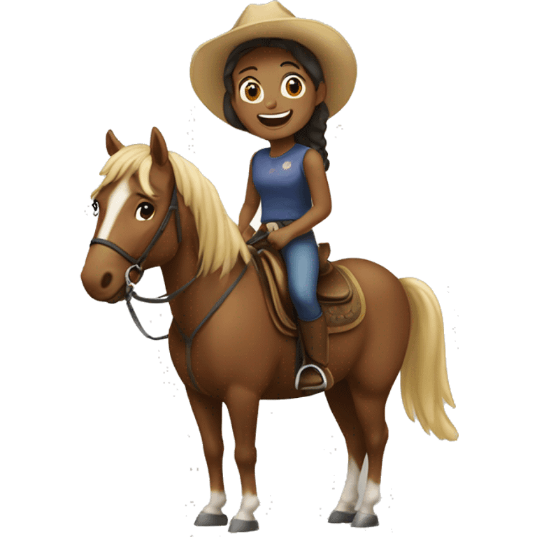 Girl smiling on horseback emoji