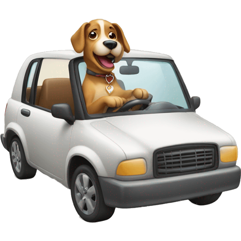 Dog driving a car emoji