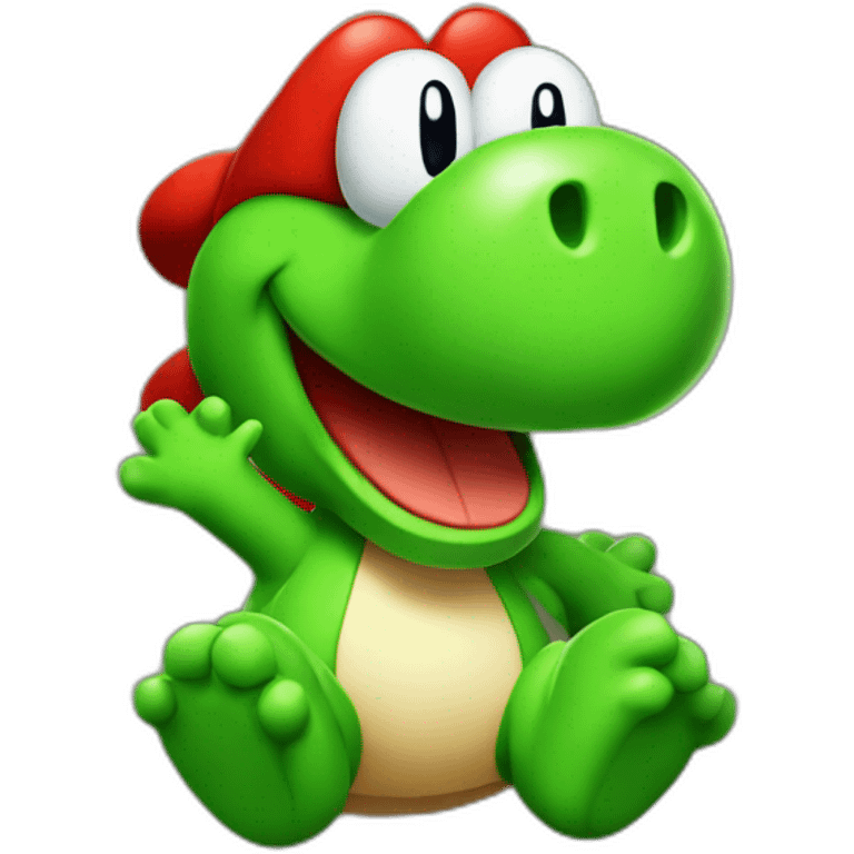 YOSHI from MARIO sitting with red shoes on emoji