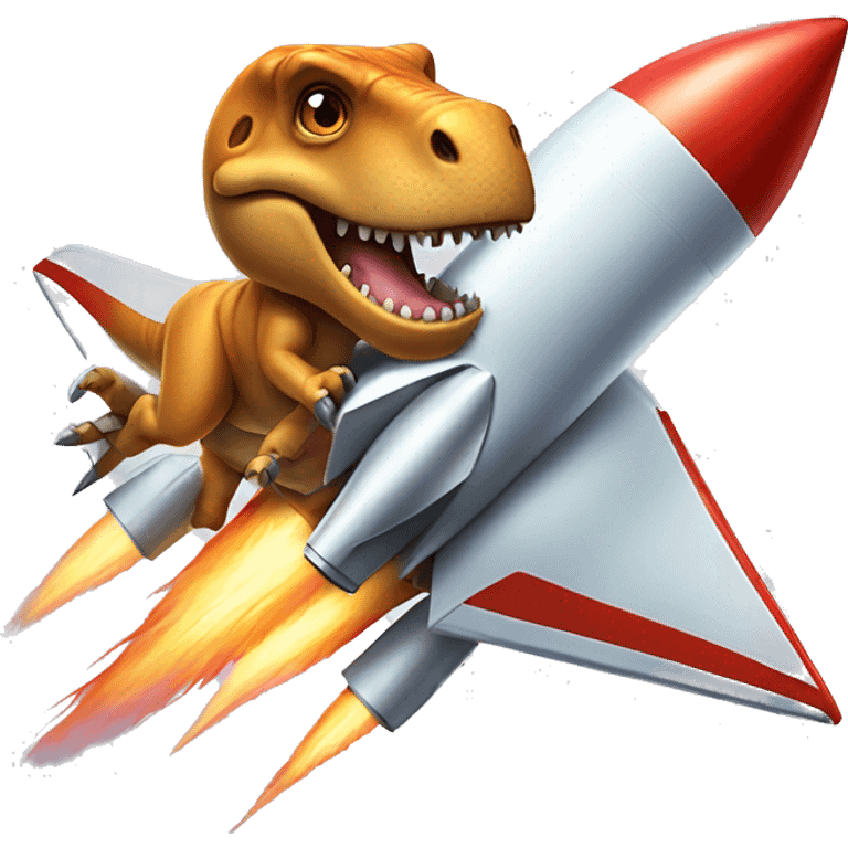 t rex riding a rocket ship emoji