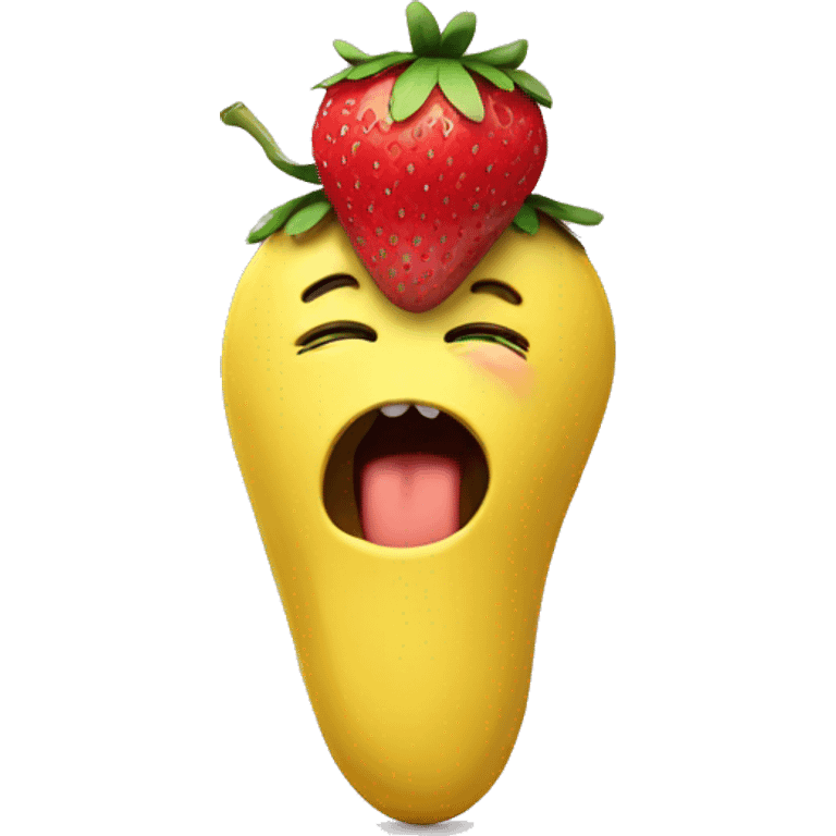 Strawberry with banana crying emoji