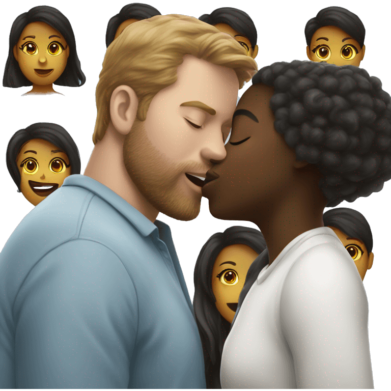 A blak grl kissing a white man emoji