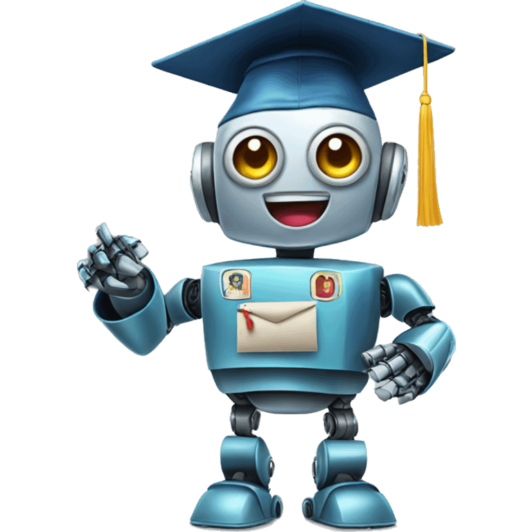 robot graduating high school emoji