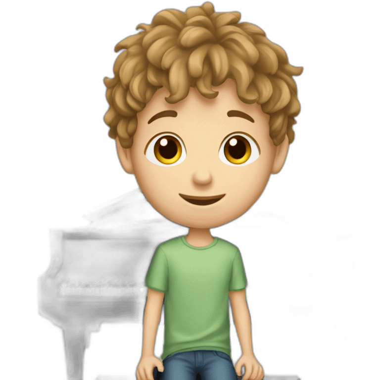 Caucasian-boy-child-shaggy-light-brown-hair-piano emoji