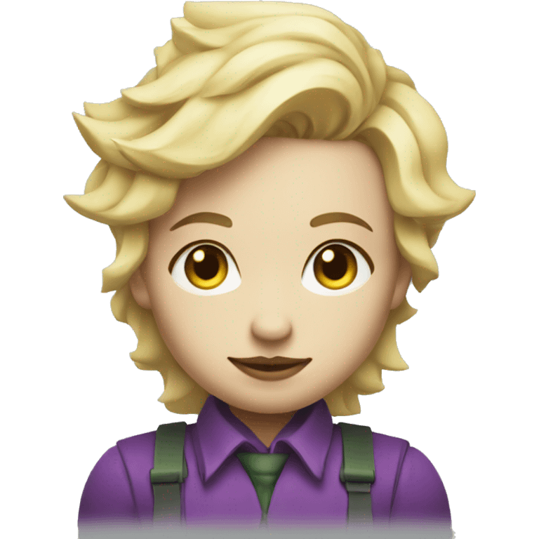 Cute, blonde joker  with arms crossed with construction capacity emoji