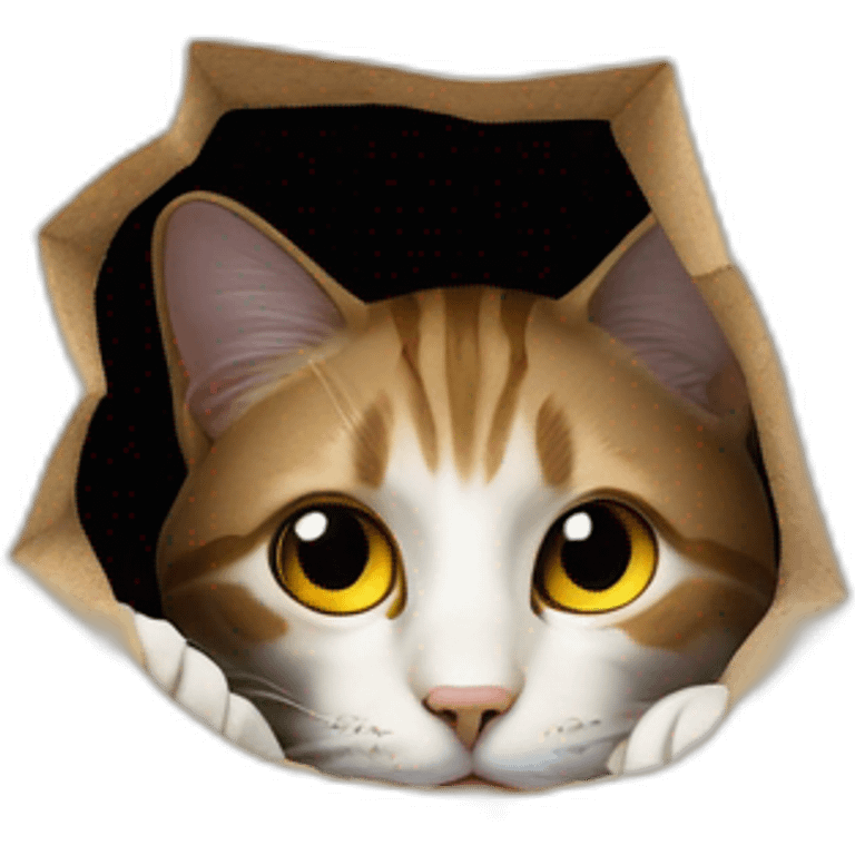 cat hiding in hole behind wall emoji