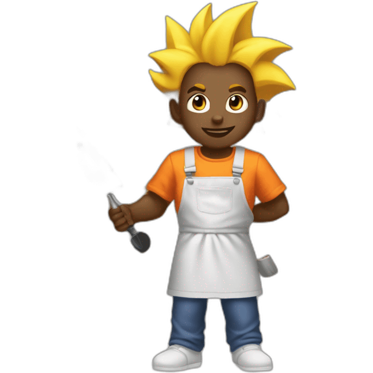 Black male with Home Depot apron and paint brush going super Saiyan emoji