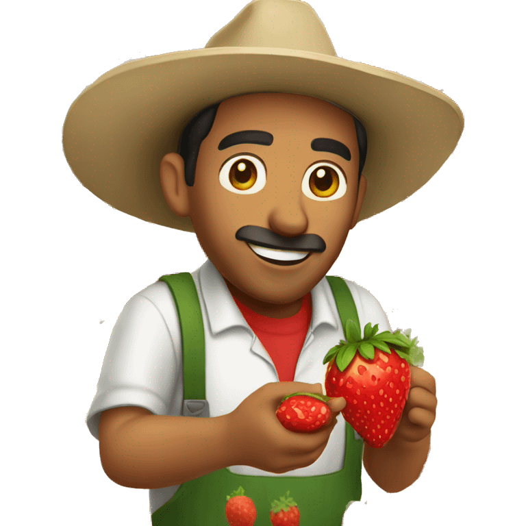 a mexican farmer picking strawberries  emoji