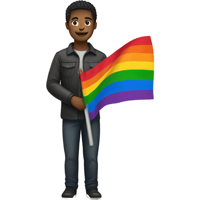 Man holding pride flag emoji