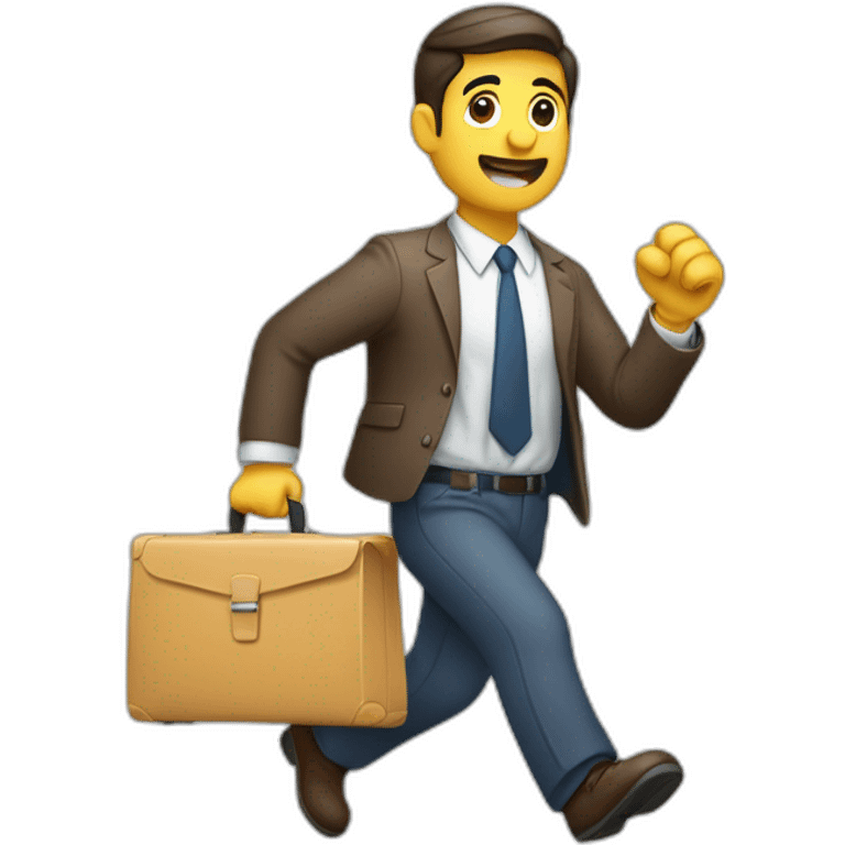 trabajador de oficina corriendo con una maleta en la mano emoji