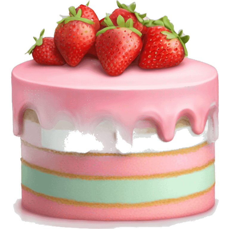 Pastel Birthday cake with strawberry emoji