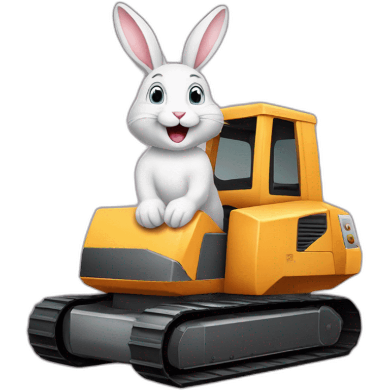 rabbit riding on bobcat machine emoji