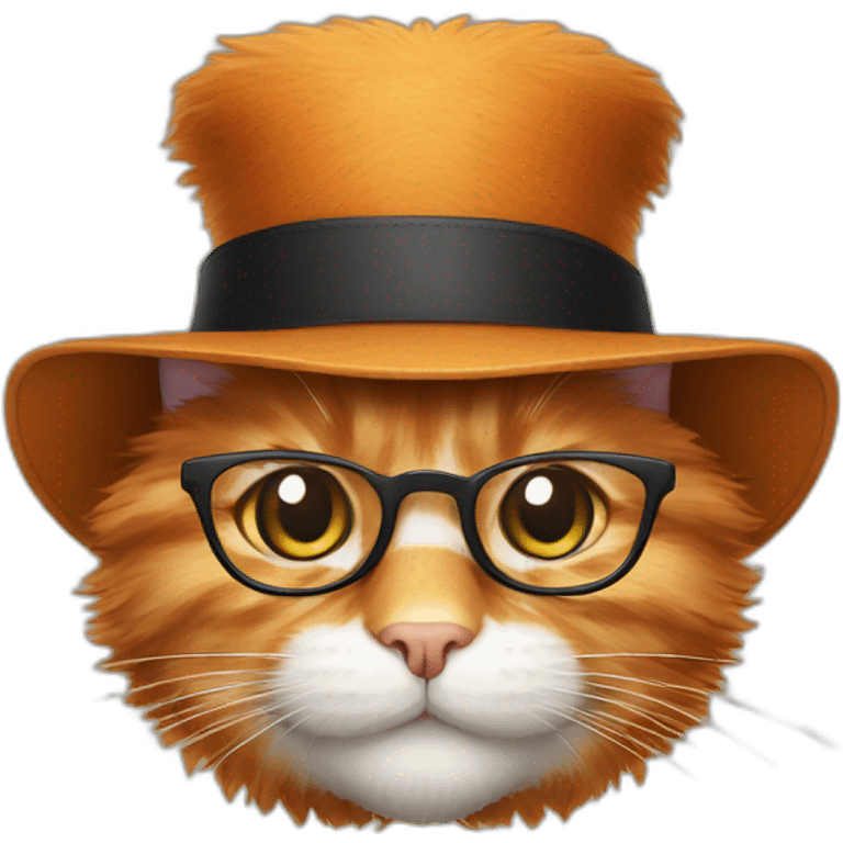 Fluffy ginger cat, peyot, rabbi hat and glasses emoji